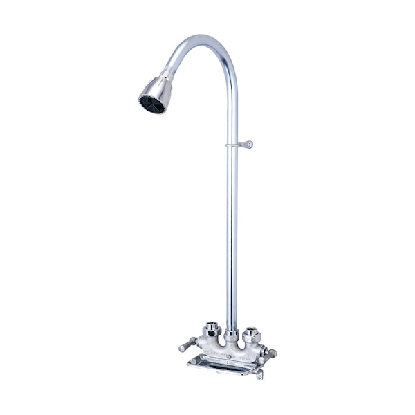 Two Handle Utility Shower, IP, Cooper Sweat, Wallmount, Rough Chrome